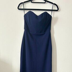 Stand in the Spotlight Navy Blue Strapless Maxi Dress